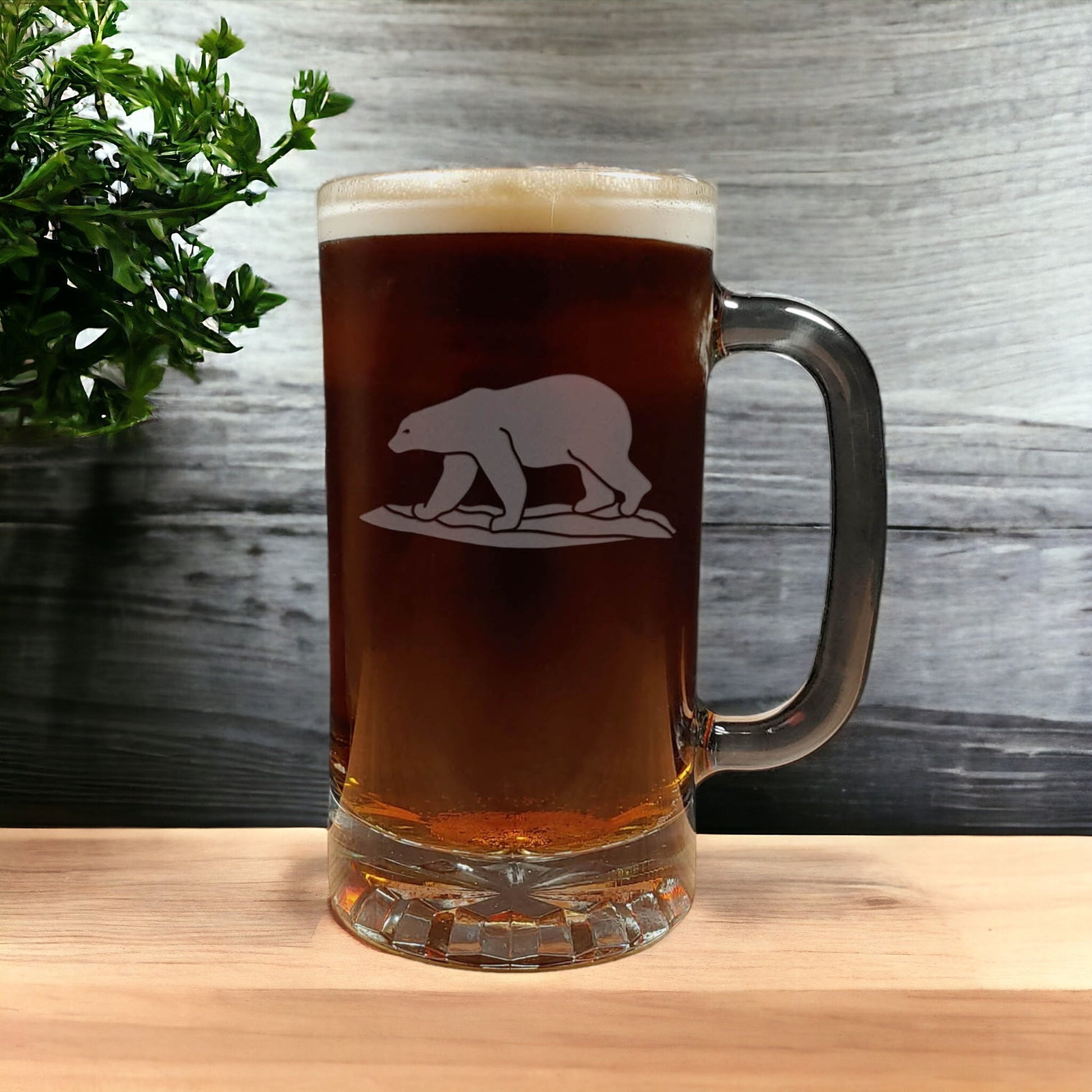 Polar Bear Beer Mug with Dark Beer - Copyright Hues in Glass