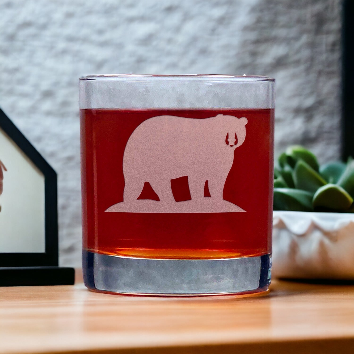 Bear Whisky Glass - Copyright Hues in Glass
