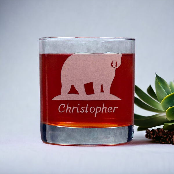 Personalized Bear Whisky Glass - Copyright Hues in Glass