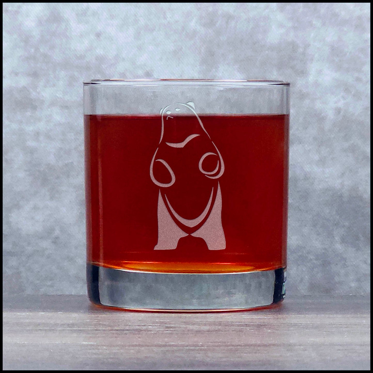 Standing Bear Whisky Glass - Design 4 - Copyright Hues in Glass