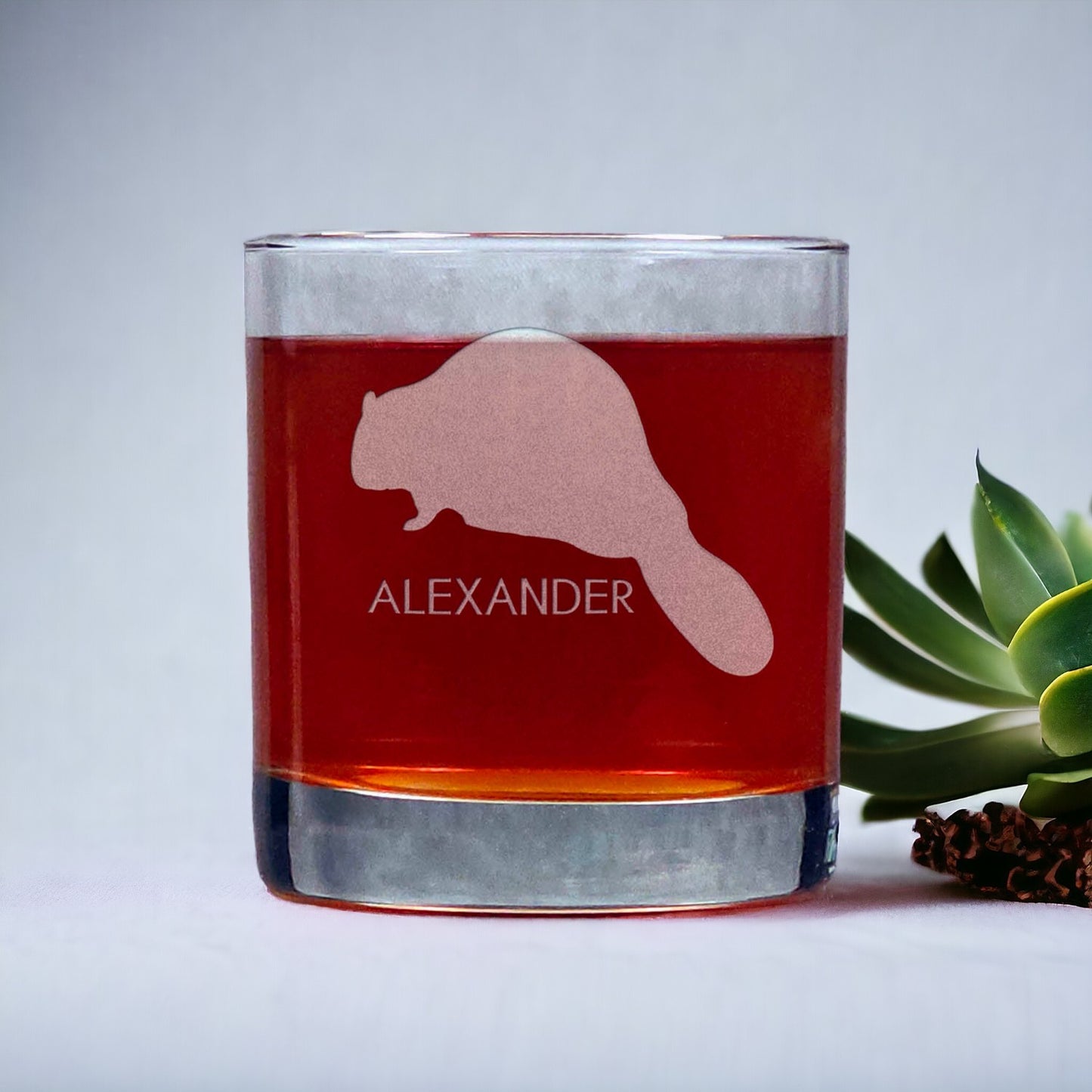 Beaver 11oz whiskey glass - copyright Hues in Glass