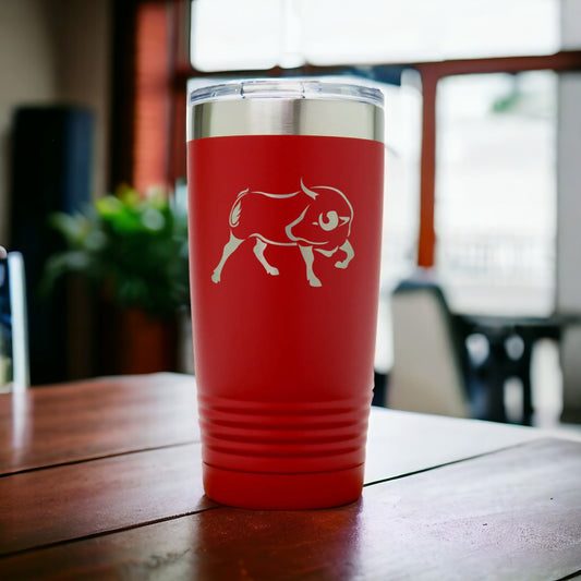 Bull Engraved Insulated 20oz Travel Tumbler - Design 2