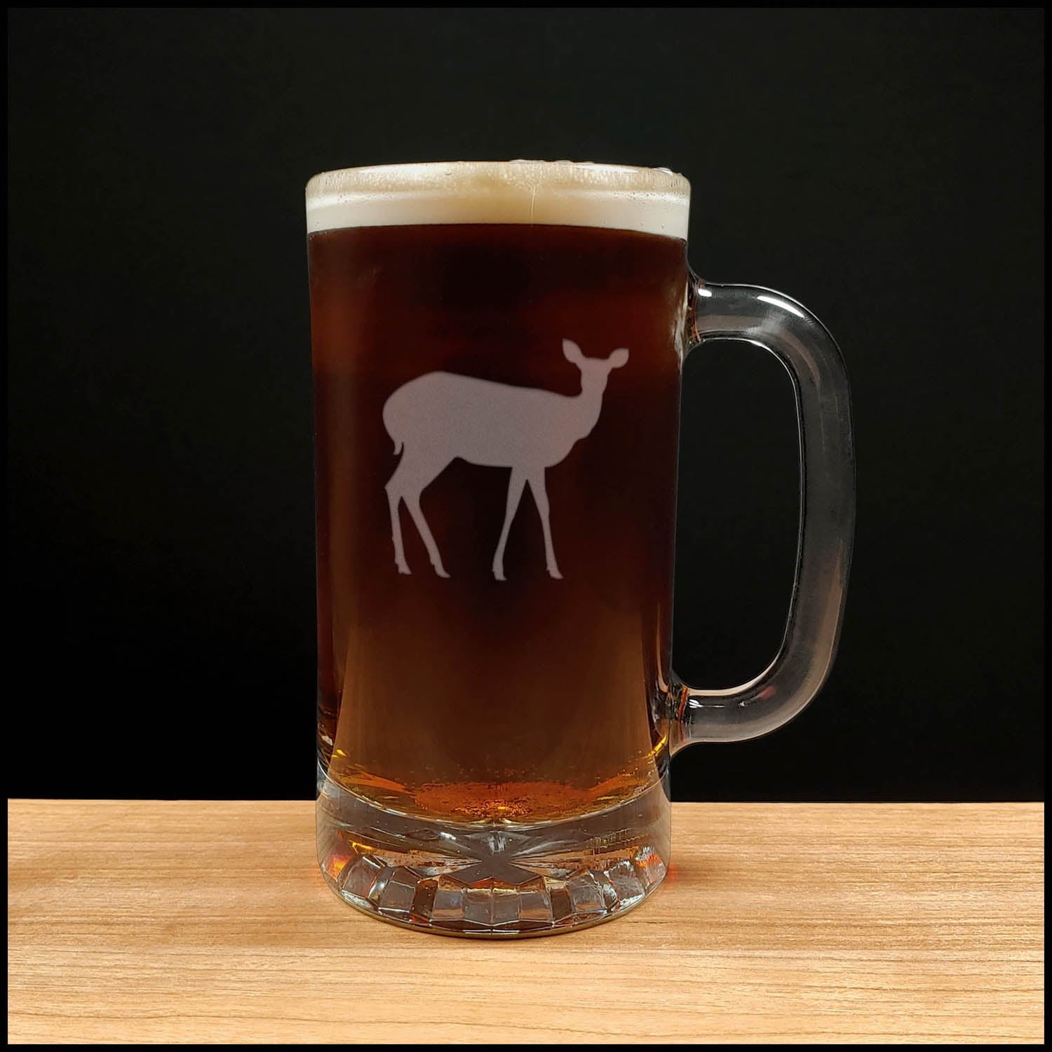 Deer Beer Mug - Design 1 - Copyright Hues in Glass