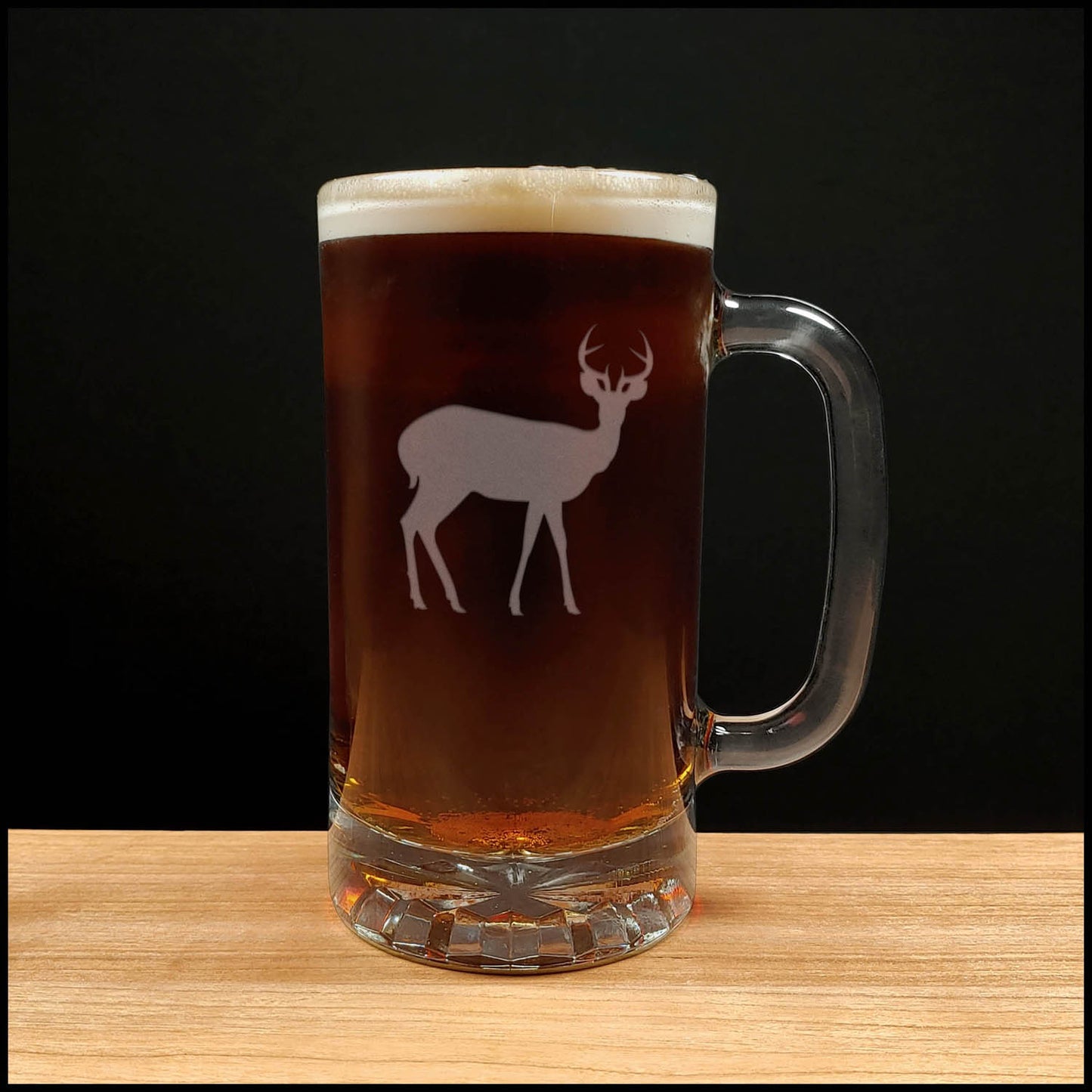 Deer Beer Mug - Design 3 - Copyright Hues in Glass