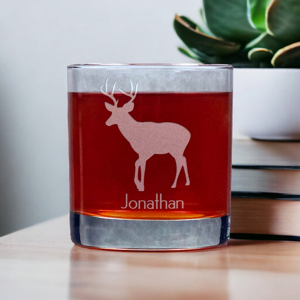 Personalized Deer Whisky Glass - Copyright Hues in Glass