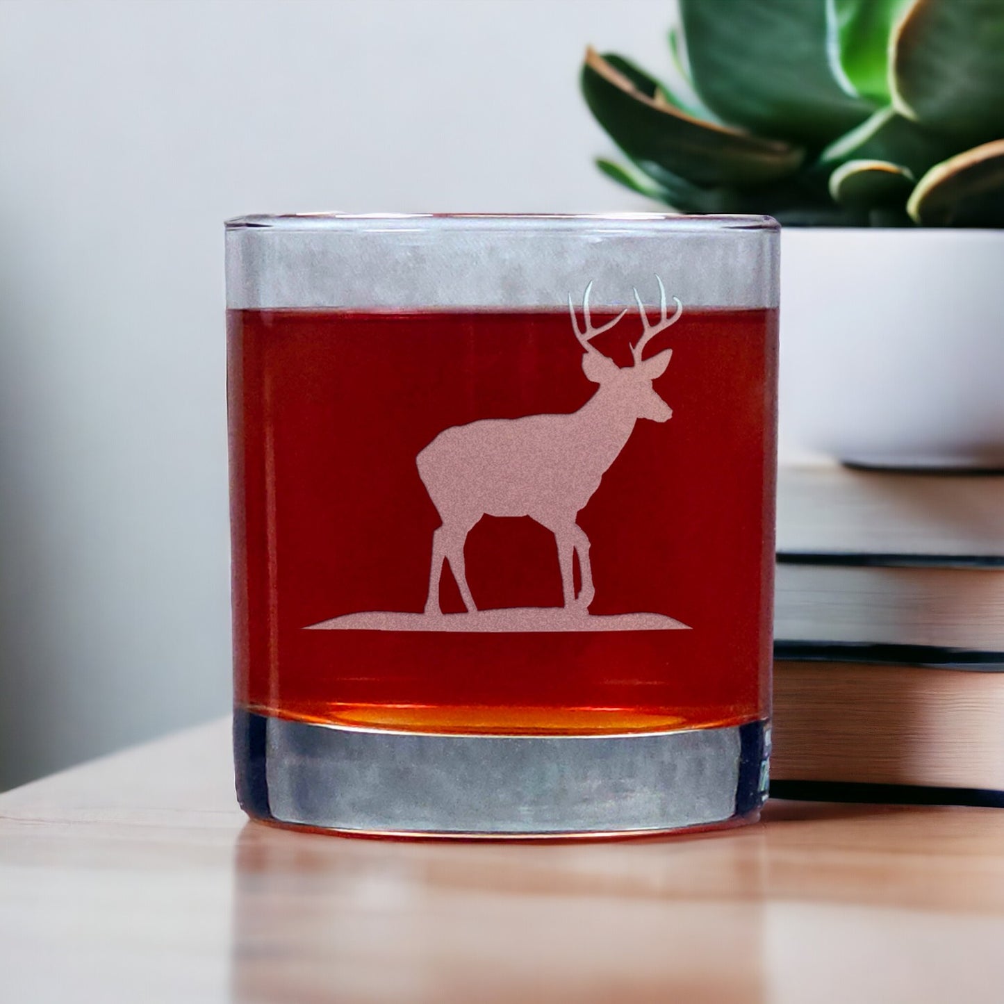 Stag Deer Whisky Glass - Copyright Hues in Glass