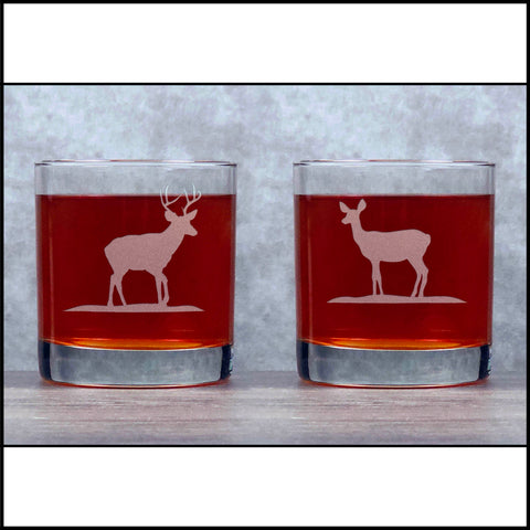 Stag and Doe - 11.2oz Whiskey Glass Set - Copyright Hues in Glass