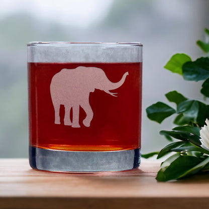 Elephant Whisky Glass - Design 1 - Copyright Hues in Glass