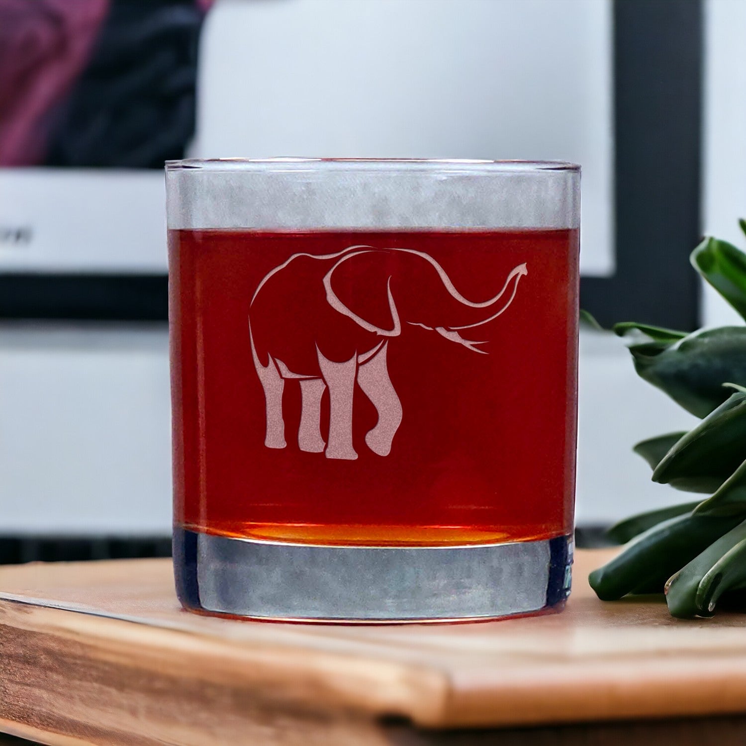 Elephant Whisky Glass - Copyright Hues in Glass