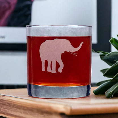 Elephant Whisky Glass - Design 6 - Copyright Hues in Glass