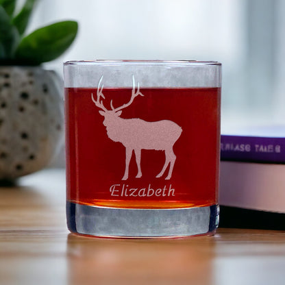 Personalized Elk Whisky Glass - Copyright Hues in Glass