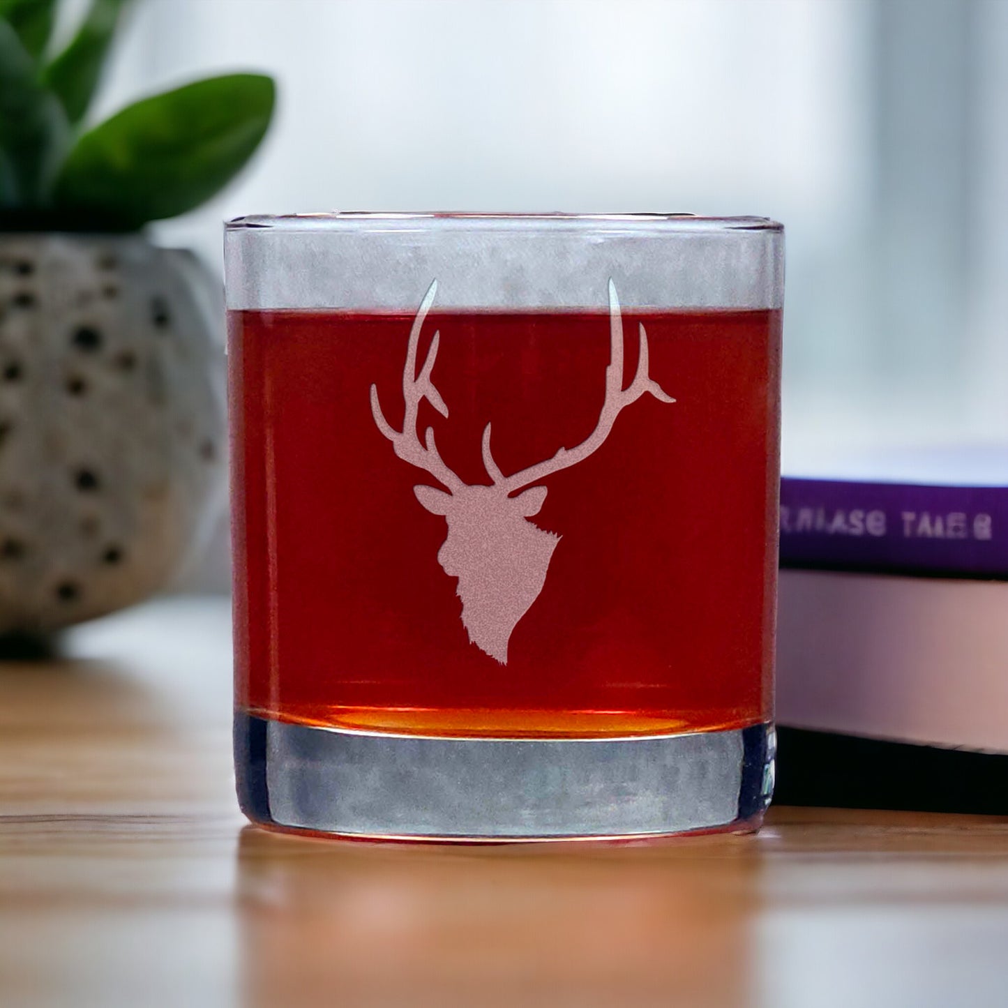 Elk Head Whisky Glass - Copyright Hues in Glass