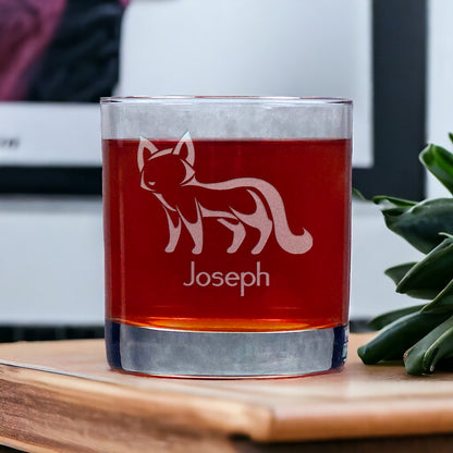 Personalized Fox Whisky Glass - Design 1 - Copyright Hues in Glass