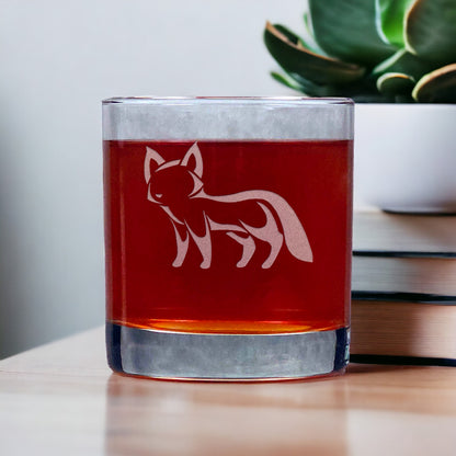 Fox Whisky Glass - Design 4 - Copyright Hues in Glass