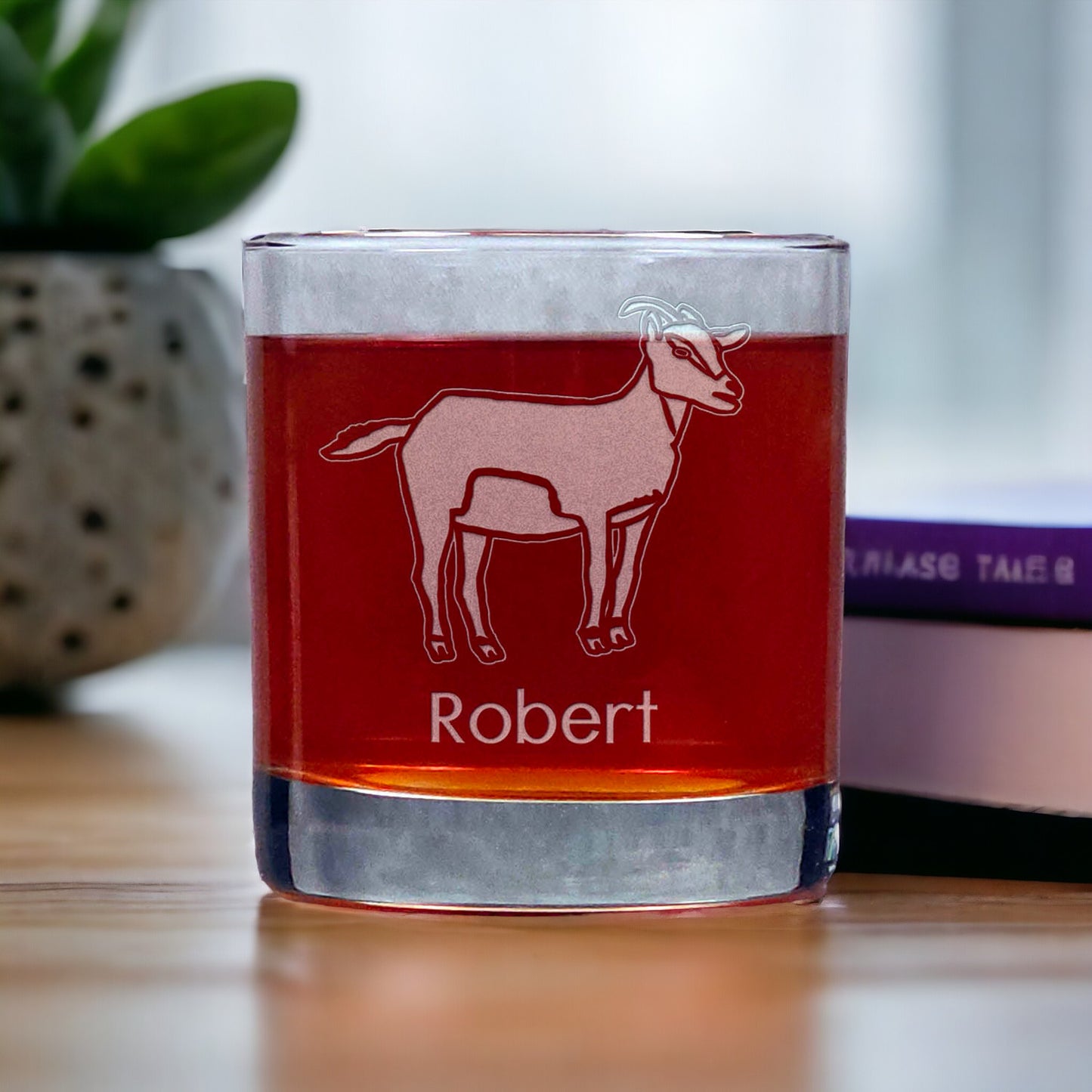 Personalized Goat 11oz Whisky Glass - Copyright Hues in Glass