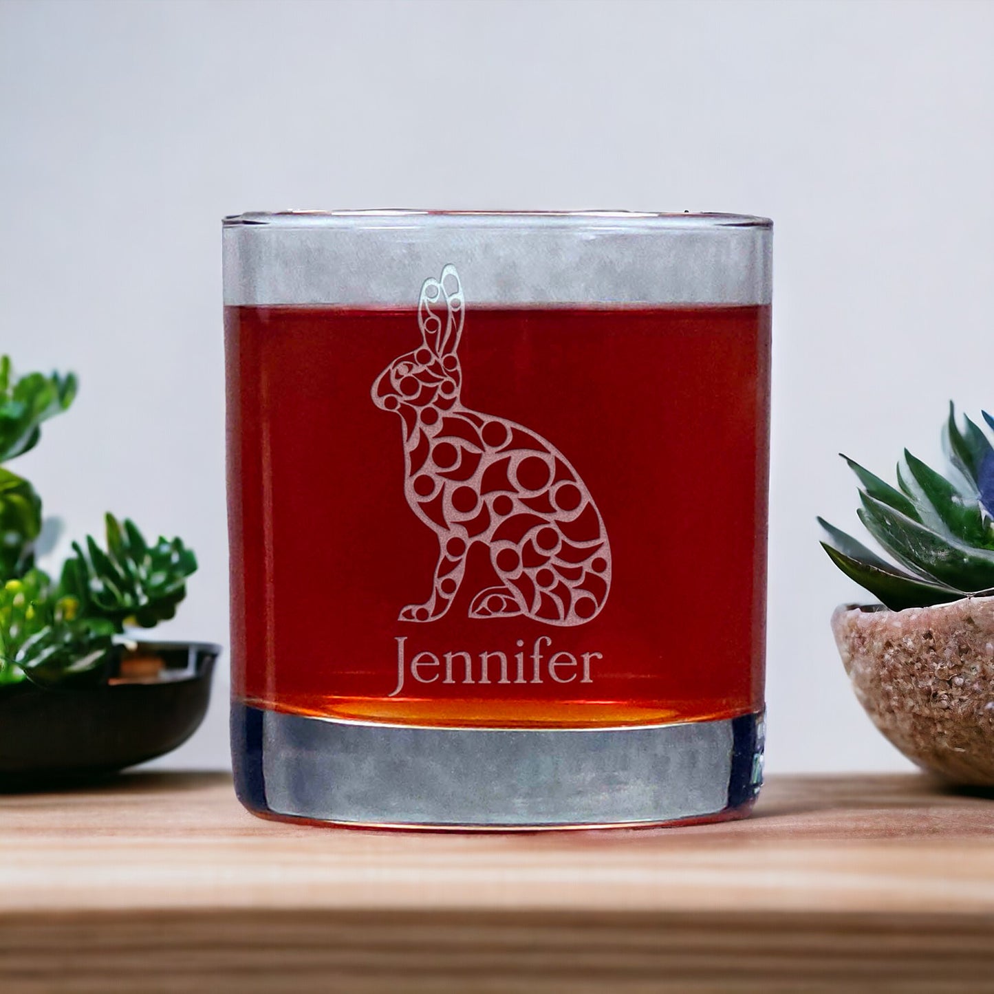 Personalized Hare 11oz Whisky Glass - Copyright Hues in Glass