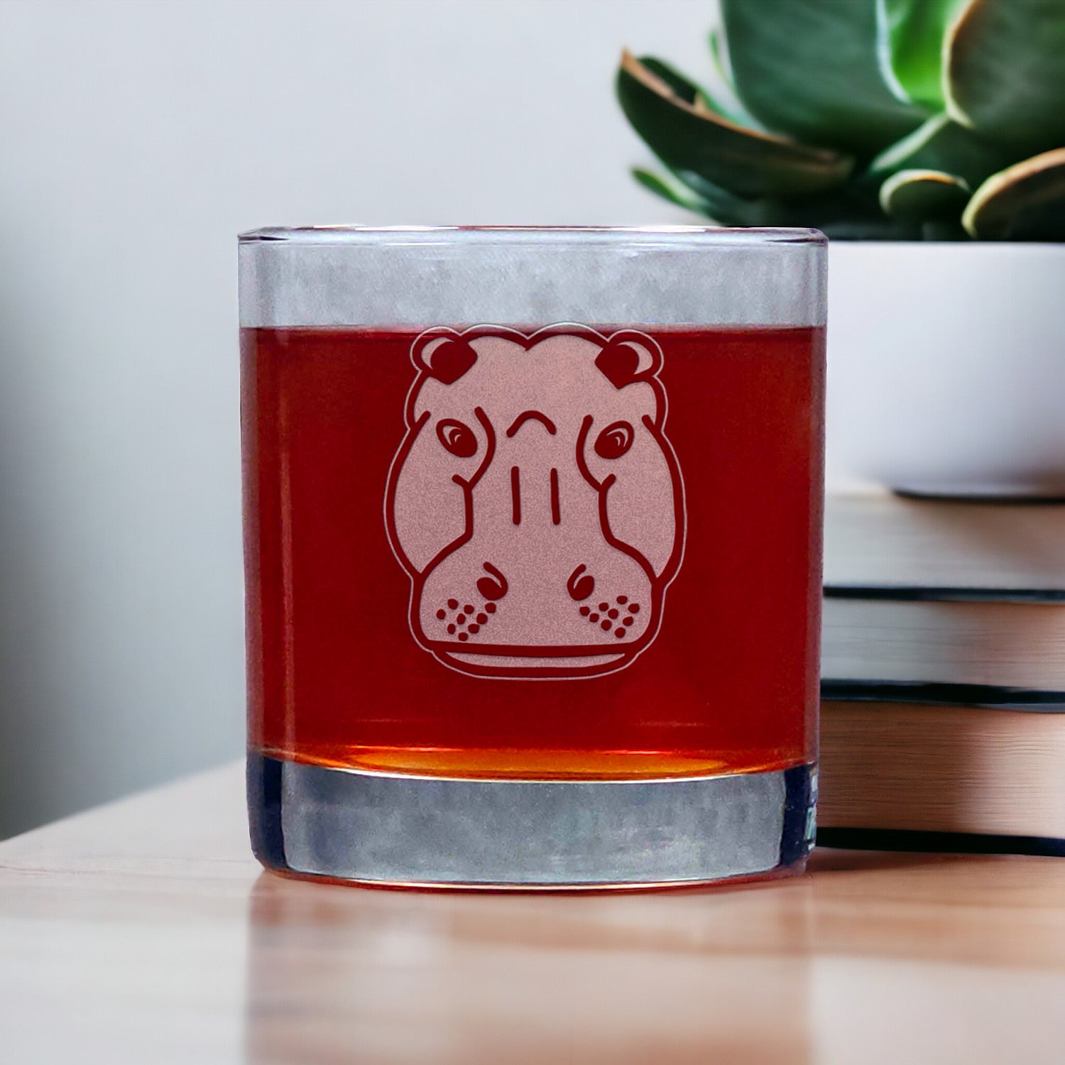 Hippo Head 11oz Whiskey Glass - Copyright Hues in Glass