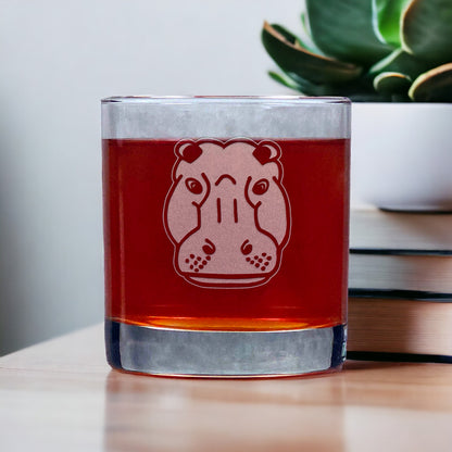 Hippo Head 11oz Whiskey Glass - Copyright Hues in Glass