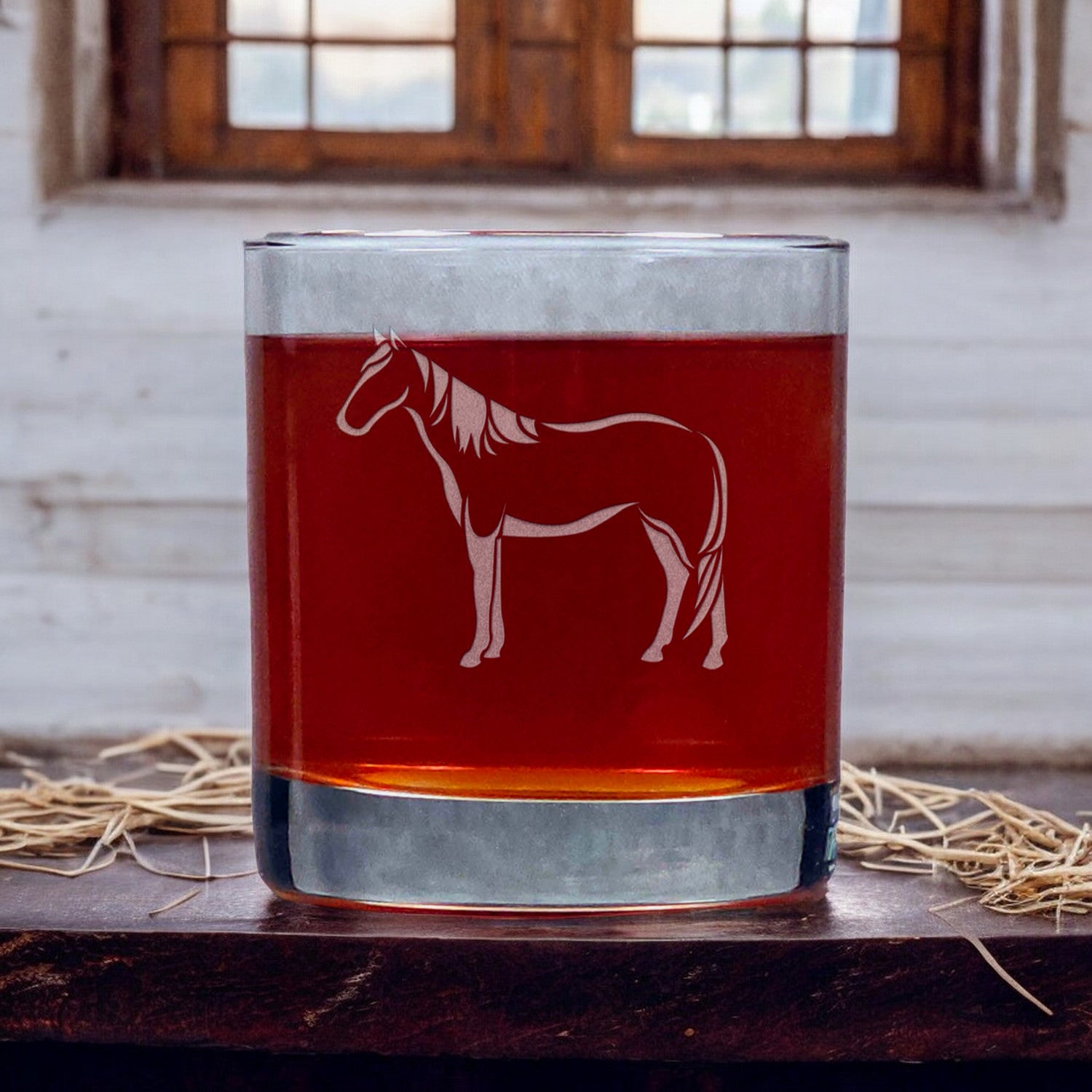 Standing Horse 11oz Whisky Glass - Copyright Hues in Glass