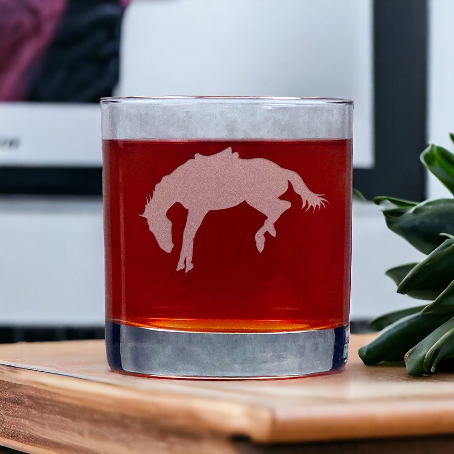 Bucking Horse 11oz Whisky Glass - Copyright Hues in Glass