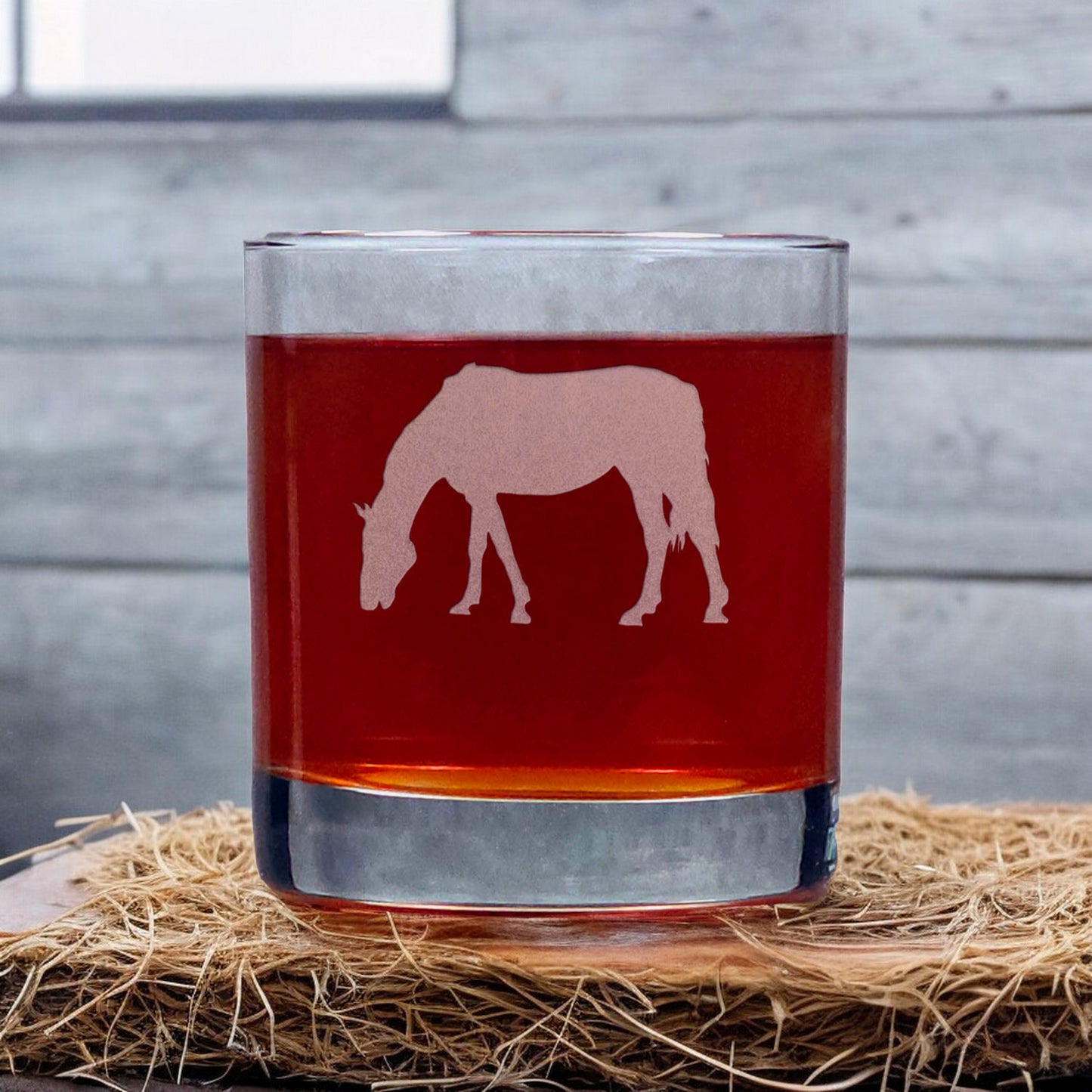 Grazing Horse 11oz Whisky Glass - Copyright Hues in Glass