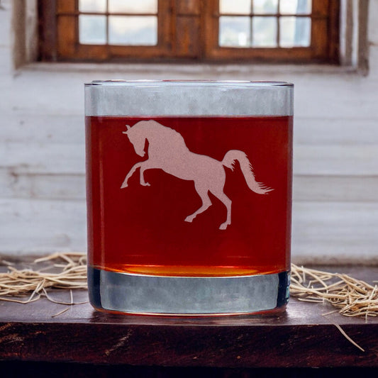 Rearing Horse 11oz Whisky Glass - Copyright Hues in Glass