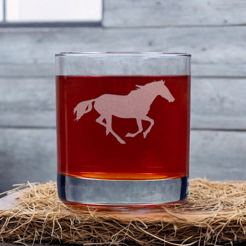 Running Horse 11oz Whisky Glass - Copyright Hues in Glass
