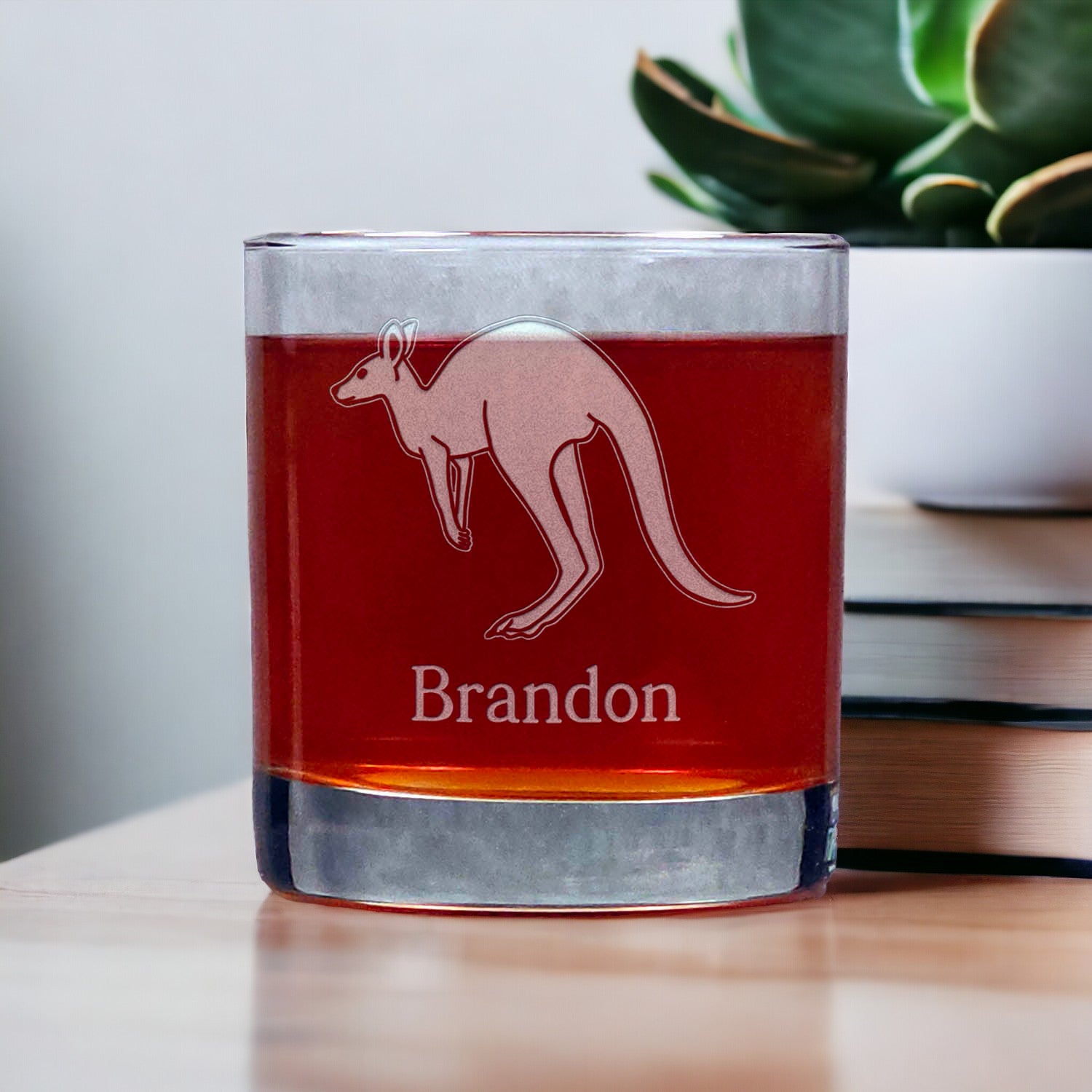 Personalized Kangaroo 11oz Whisky Glass - Copyright Hues in Glass