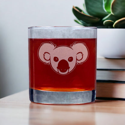 Koala Head 11oz Whisky Glass - Copyright Hues in Glass