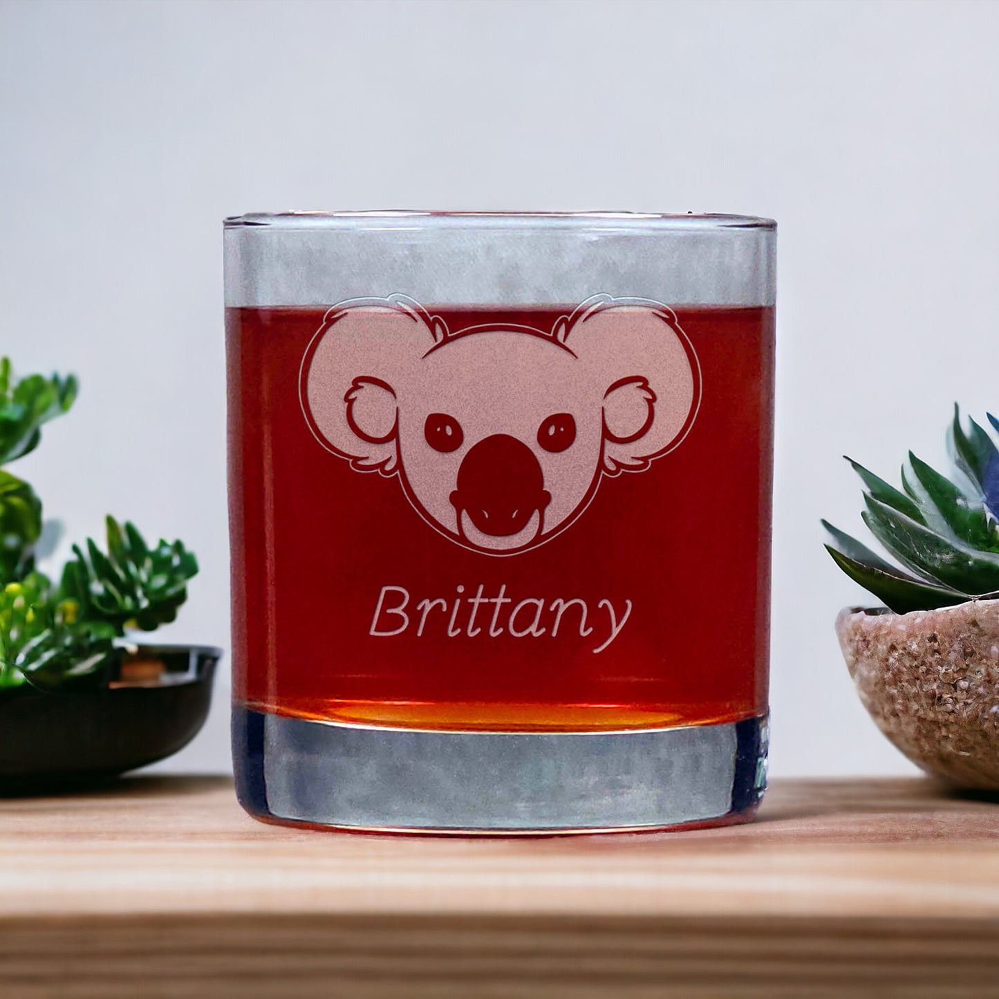 Personalized Koala Head 11oz Whisky Glass - Copyright Hues in Glass