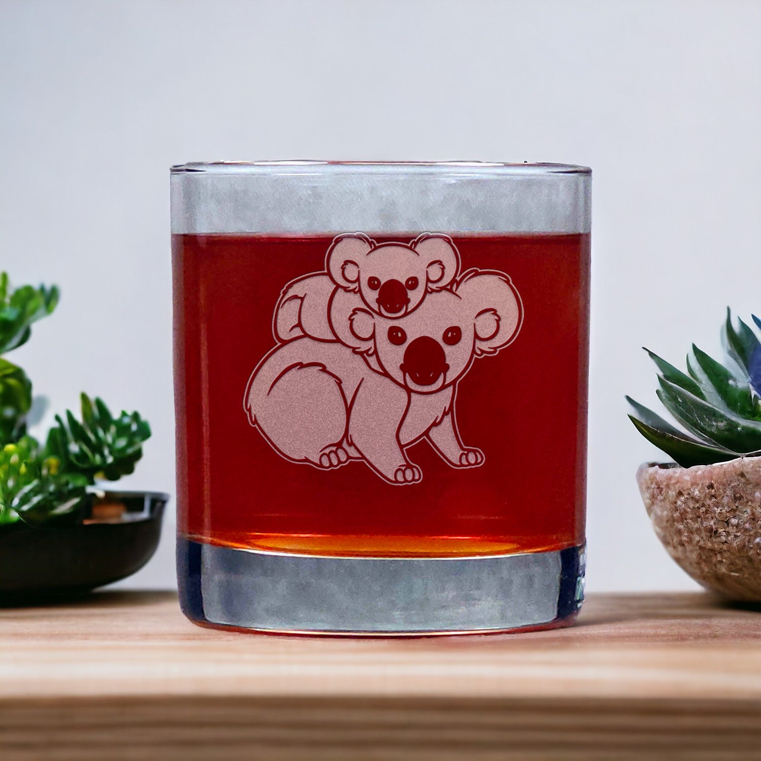 Koala with Baby 11oz Whisky Glass - Copyright Hues in Glass