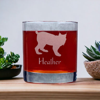 Personalized Lynx 11oz Whisky Glass - Copyright Hues in Glass