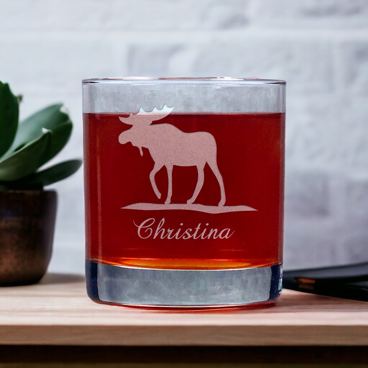 Personalized Moose Personalized Whisky Glass - Copyright Hues in Glass