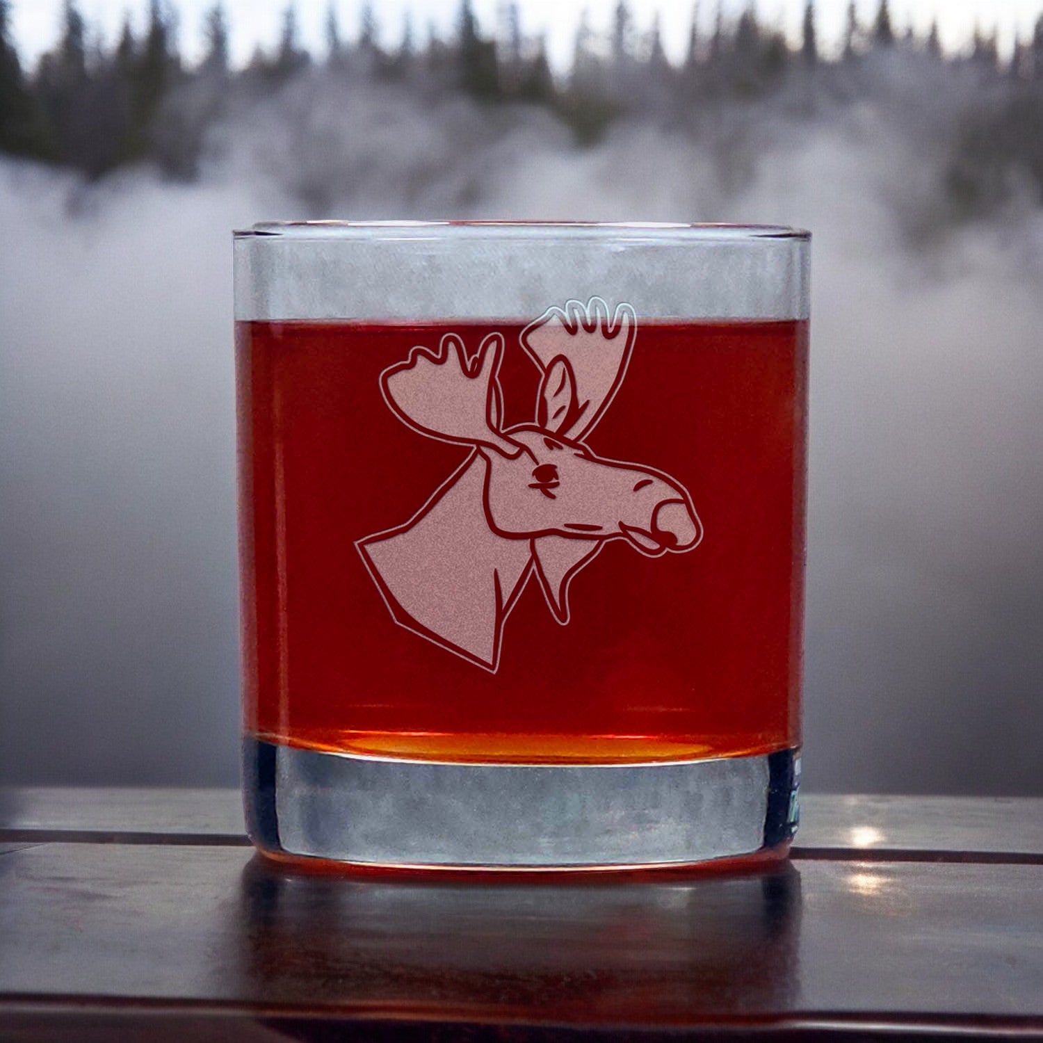 Moose Head Whisky Glass - Copyright Hues in Glass