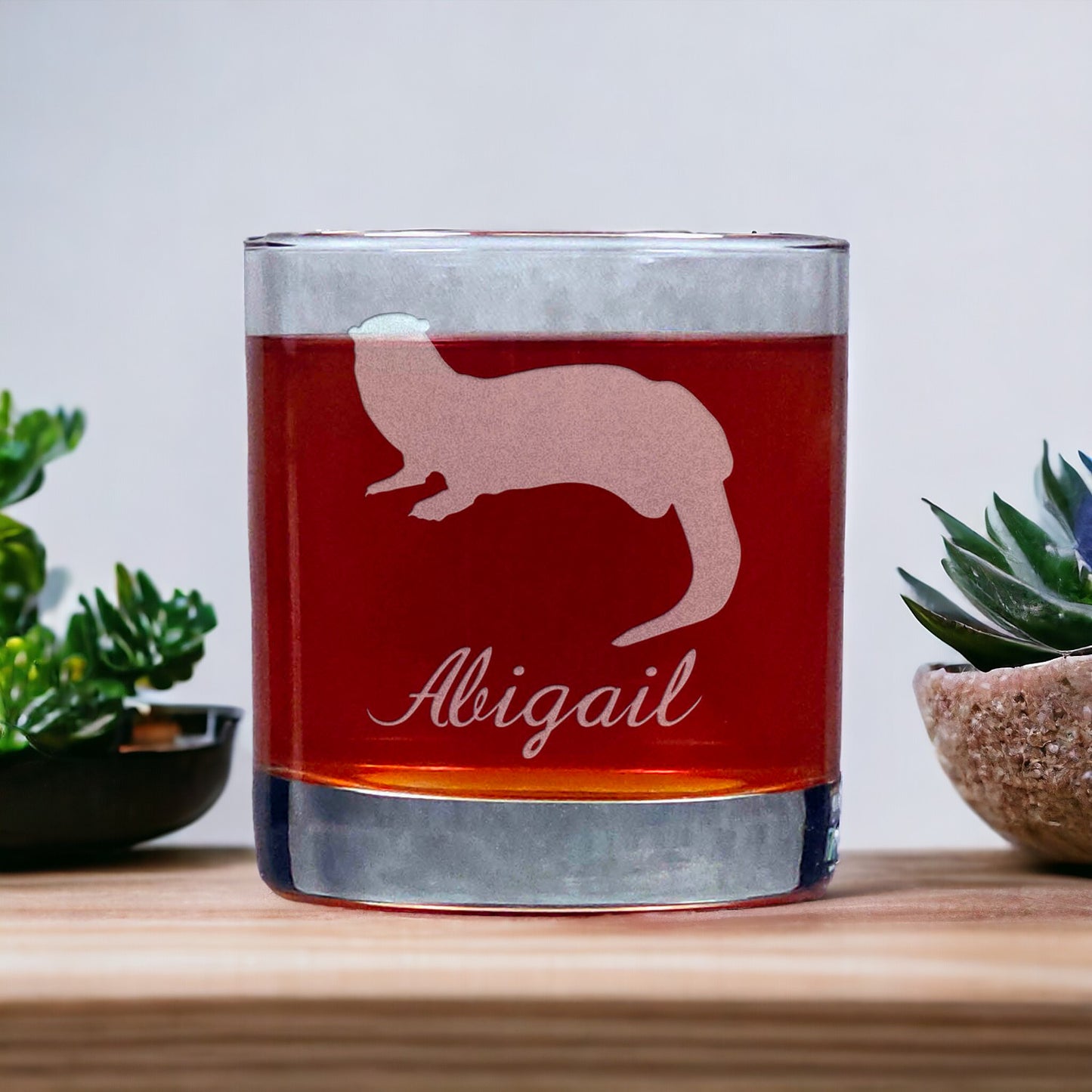 Personalized Otter 11oz Whisky Glass - Copyright Hues in Glass