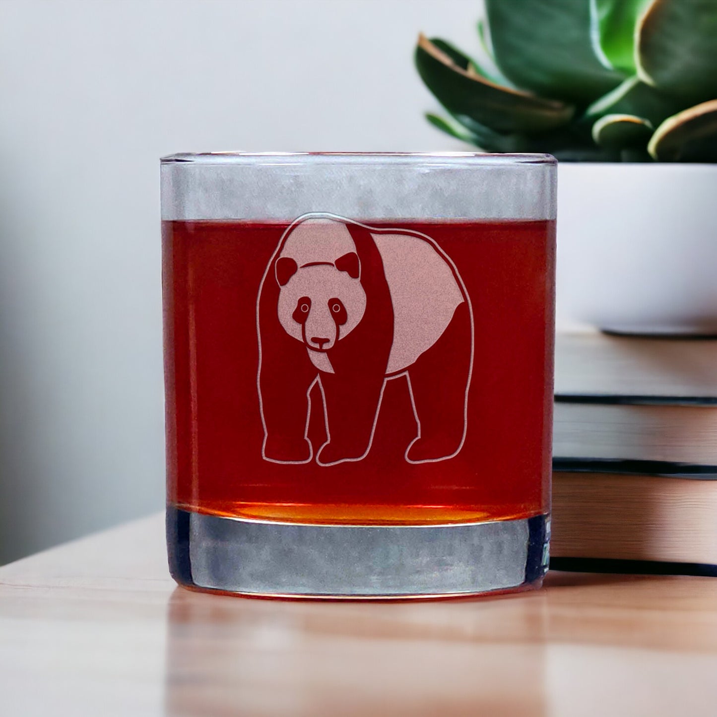 Panda 11oz Whisky Glass - Design 1 - Copyright Hues in Glass