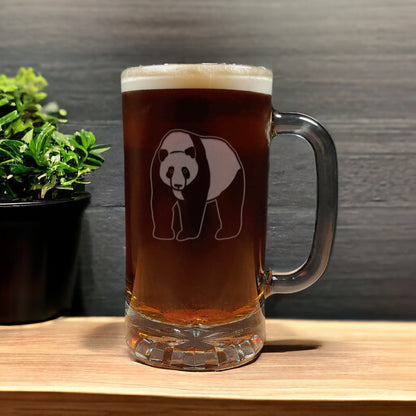 Panda 16oz Engraved Beer Mug - Beer Glass - Animal Etched Personalized Gift