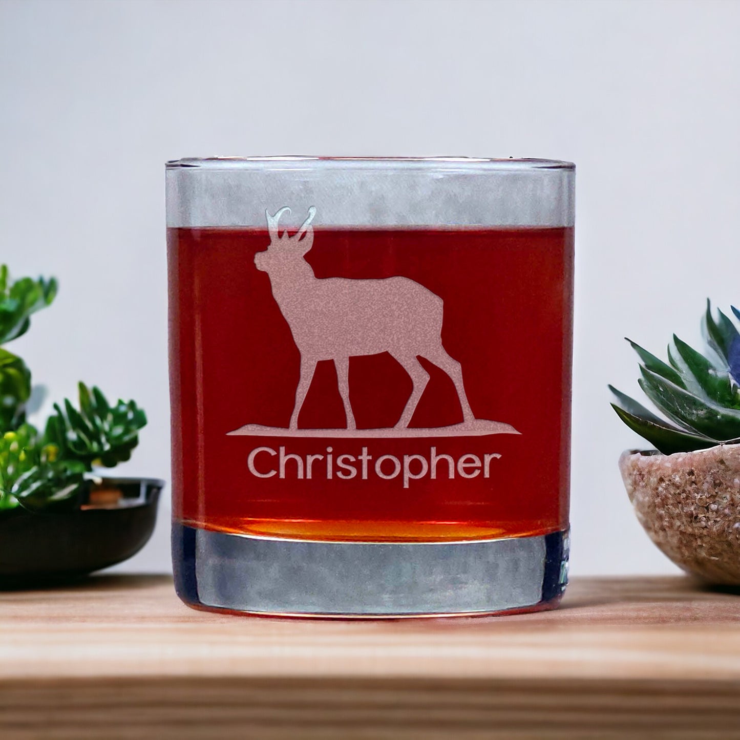 Personalized Pronghorn 11oz Whiskey Glass - Copyright Hues in Glass