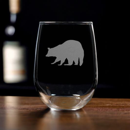 Raccoon Stemless Wine Glass - Design 4 - Copyright Hues in Glass