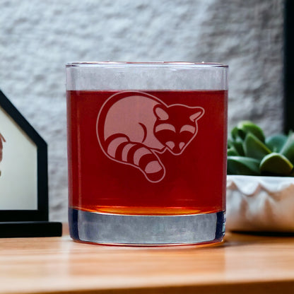 Raccoon 11oz Whisky Glass - Design 8 - Copyright Hues in Glass