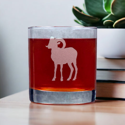 Bighorn Sheep 11oz Whisky Glass - Copyright Hues in Glass