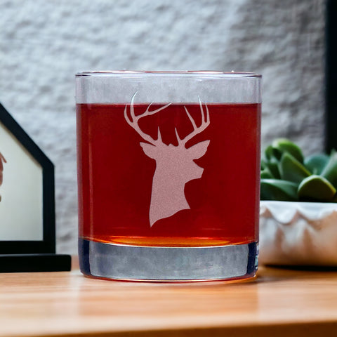 Stag Head Deer Whisky Glass - Copyright Hues in Glass