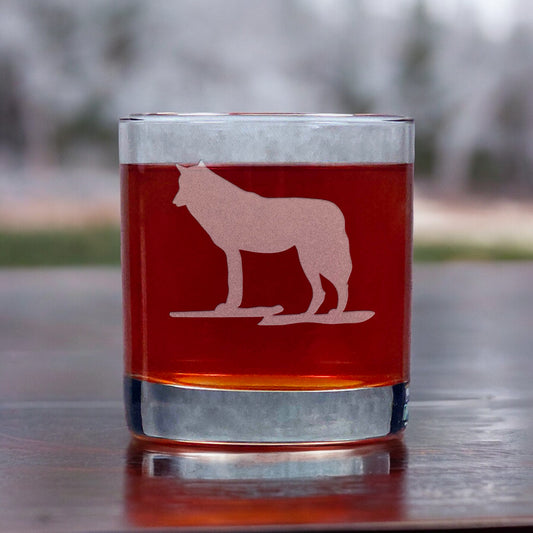 Wolf Whisky Glass - Design 1 - Copyright Hues in Glass