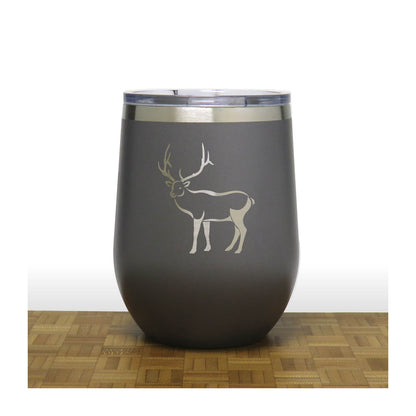 Elk 12oz Insulated Stemless Wine Tumbler - Design 3 - Stainless Steel