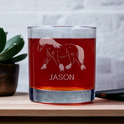 Personalized Draft Horse 11oz Whisky Glass - Copyright Hues in Glass