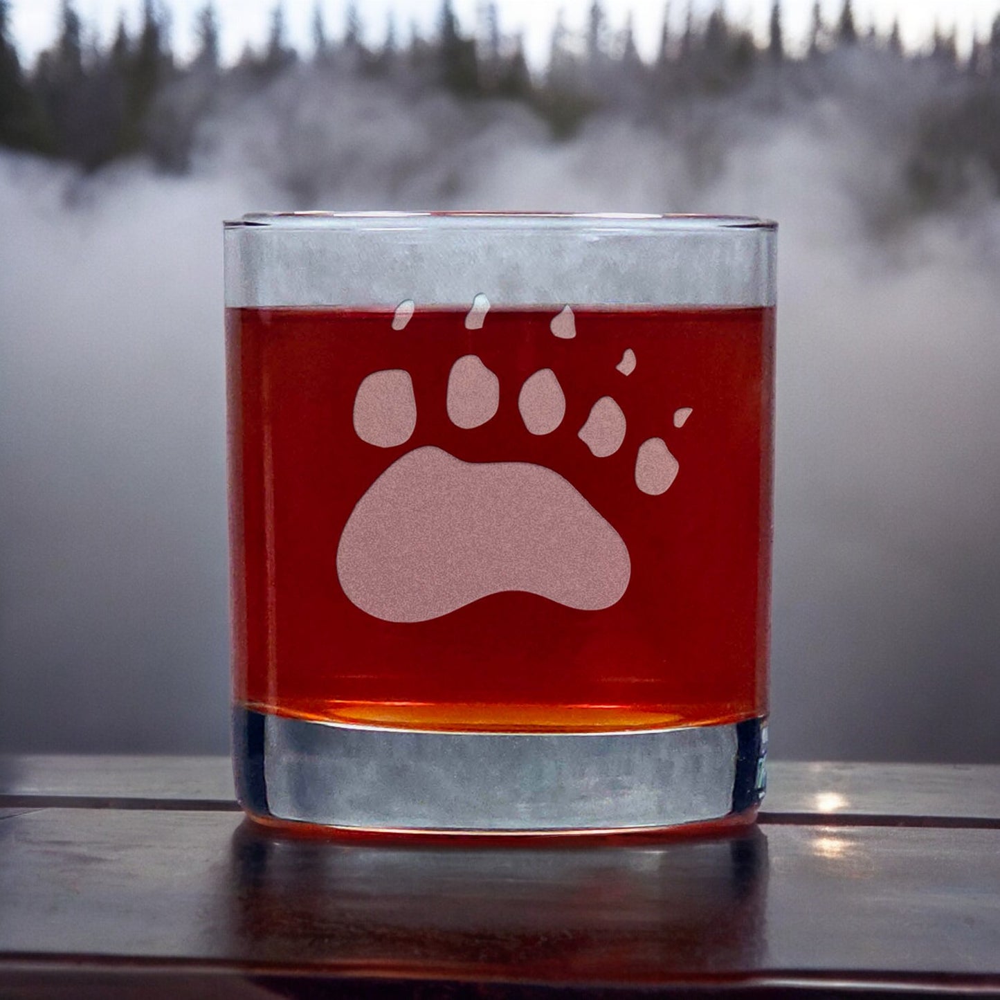 Bear track 11oz whiskey glass - copyright Hues in Glass