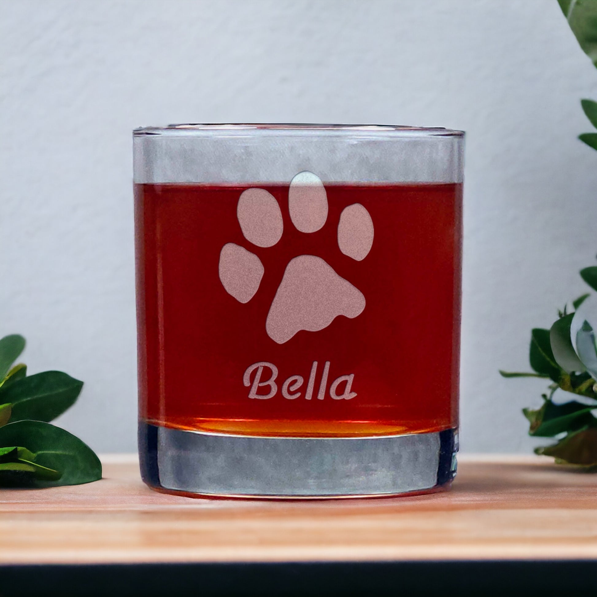 Personalized Cat Paw Whiskey Glass - Copyright Hues in Glass