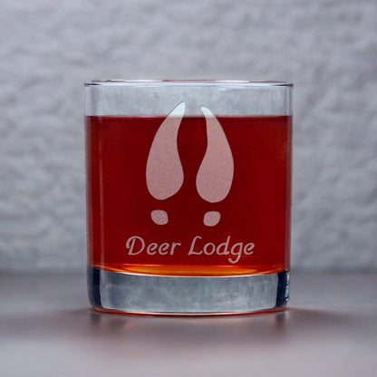 Deer Track Etched 11oz Whiskey Glass - Personalized Gift