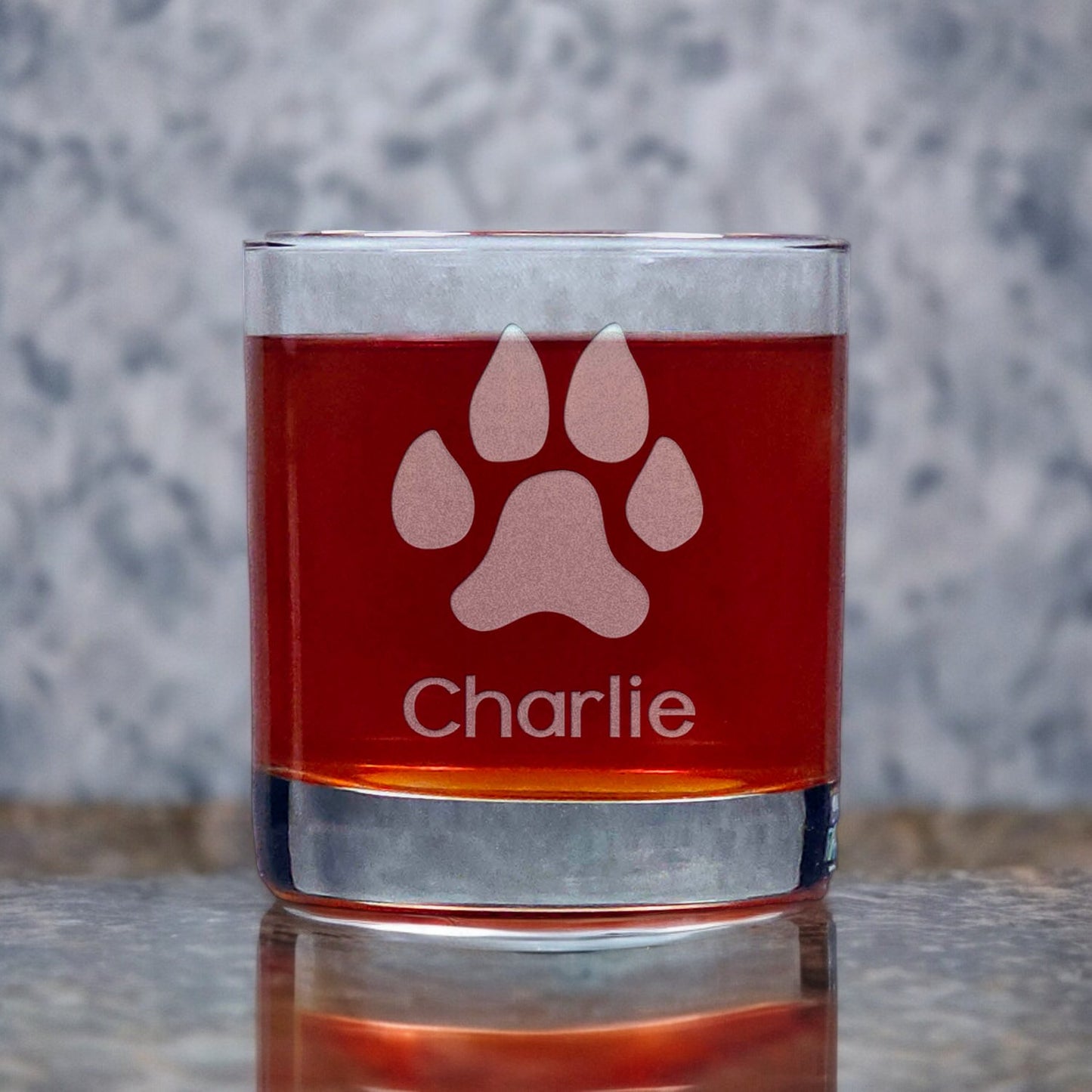 Personalized Dog Paw 11oz Whiskey Glass - Copyright Hues in Glass