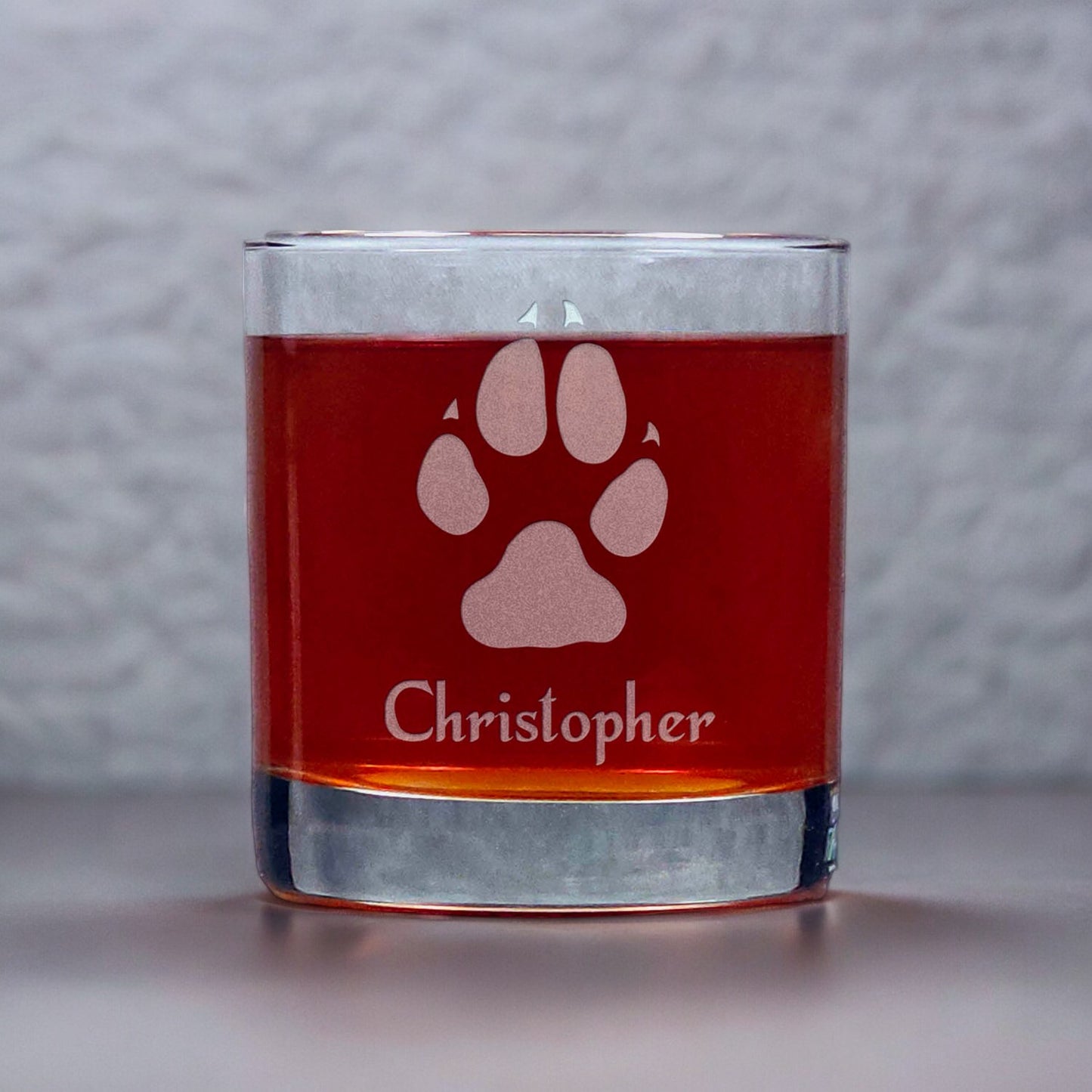 Wolf Track Etched 11oz Whiskey Glass - Personalized Gift